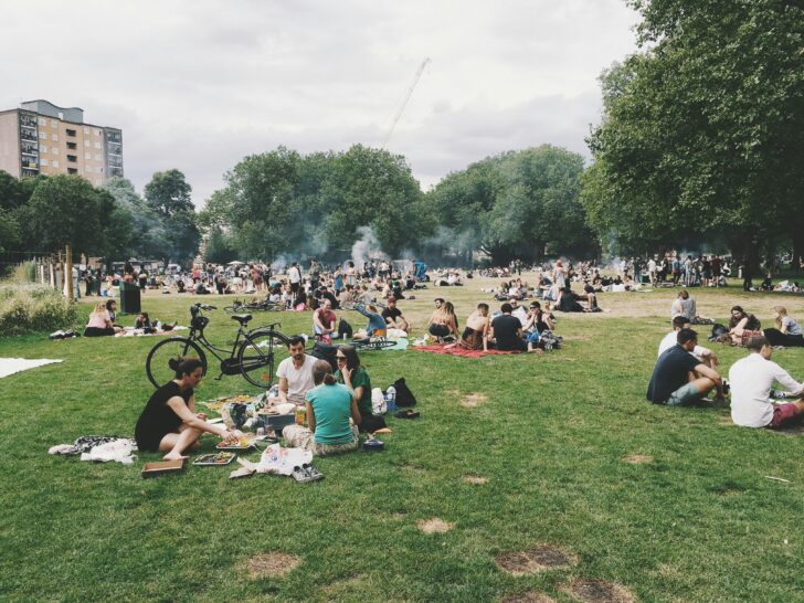 People enjoying their local park on a sunny day