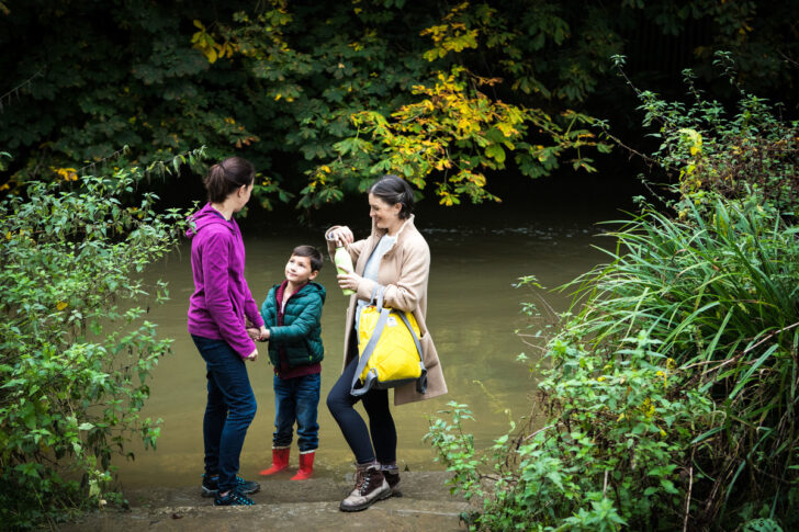 A family stood near a local river