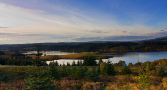 Kielder Water in late afternoon Autumn sunshine, North Tyne Valley, Northumberland