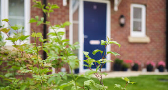 Front of a new build house on an affordable housing site