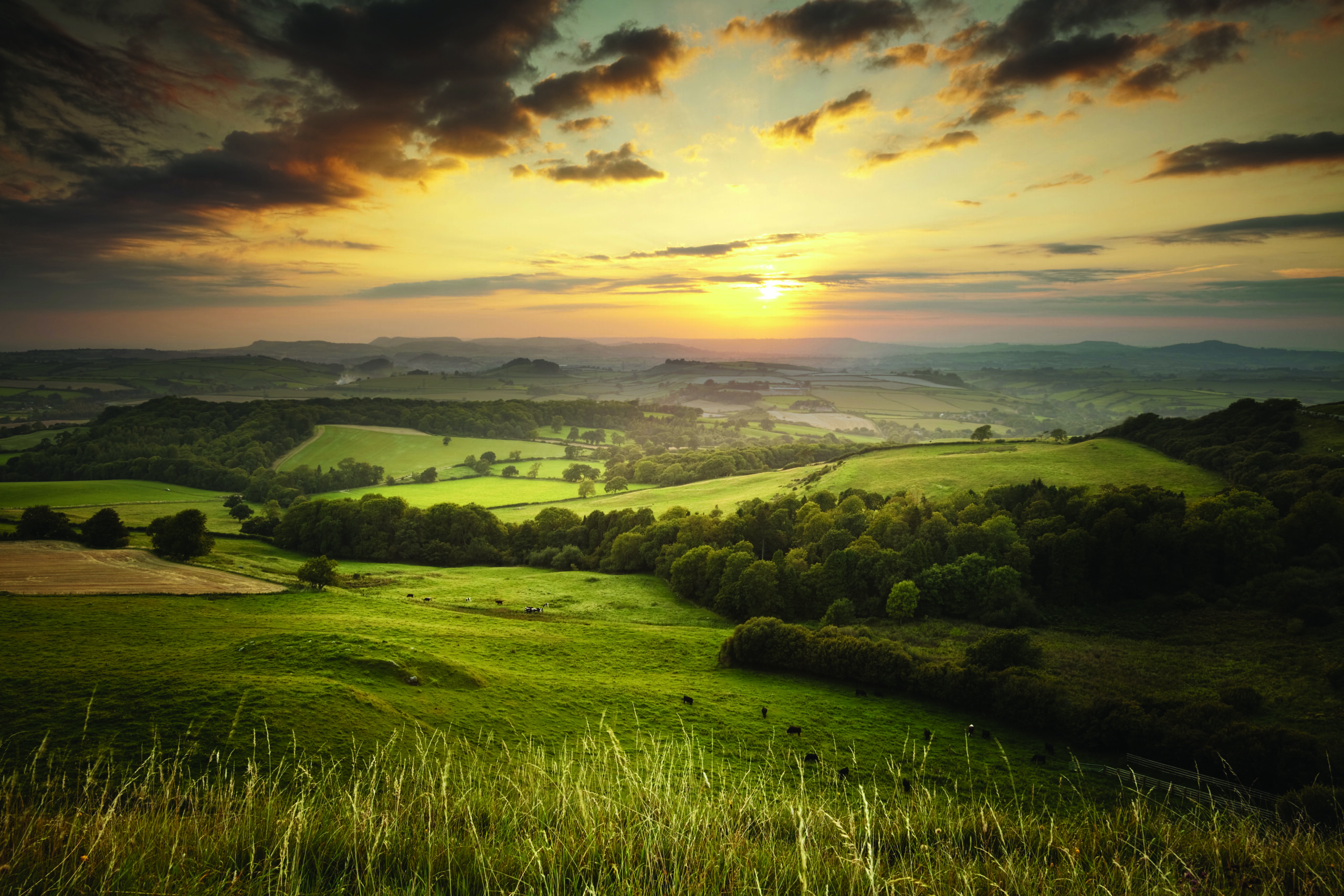 Photograph of the countryside during sunset