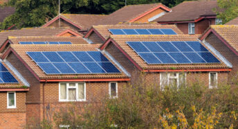 Houses with solar panels in London, England