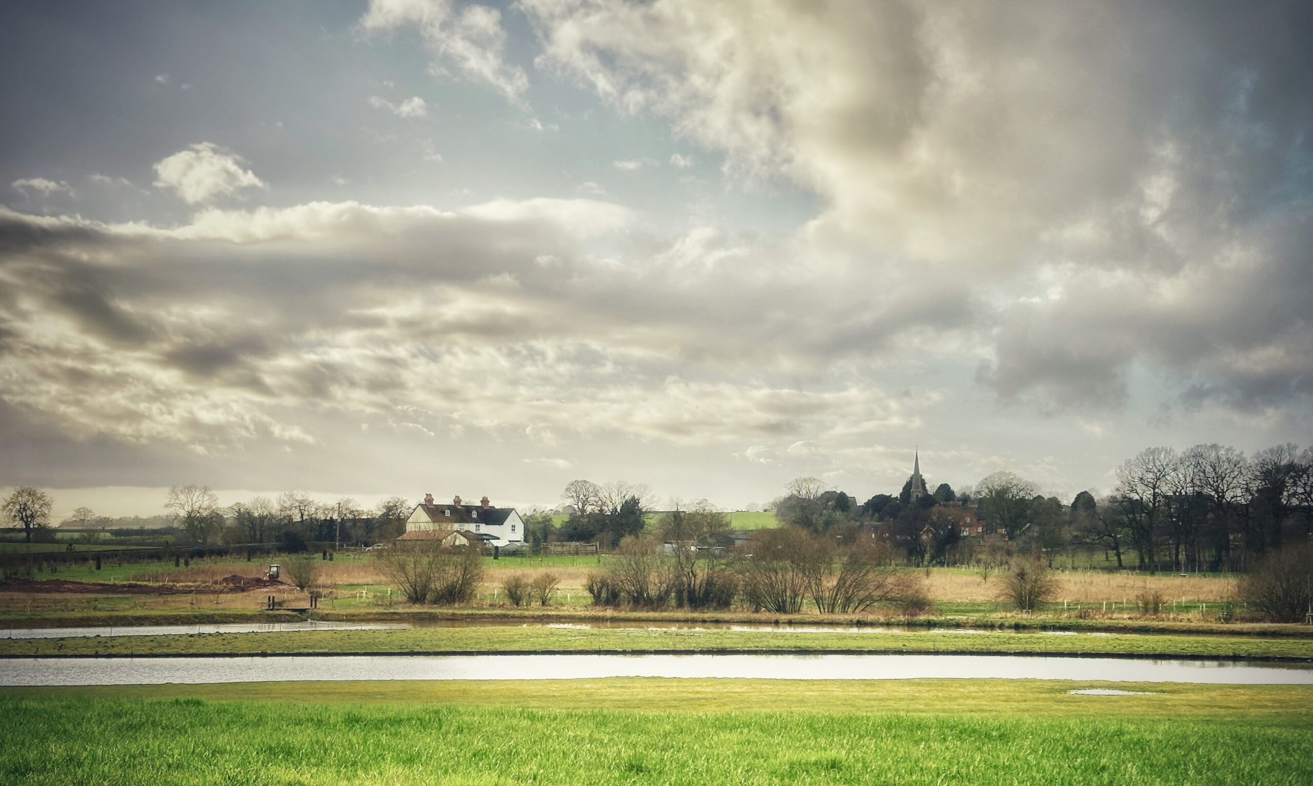 A field and a river in the winter